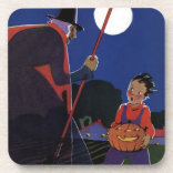 Posavasos Halloween antiguo, Bruja espeluznante con niño