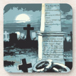 Posavasos Halloween antiguo, cementerio espeluznante con tum