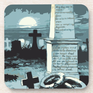 Posavasos Halloween antiguo, cementerio espeluznante con tum