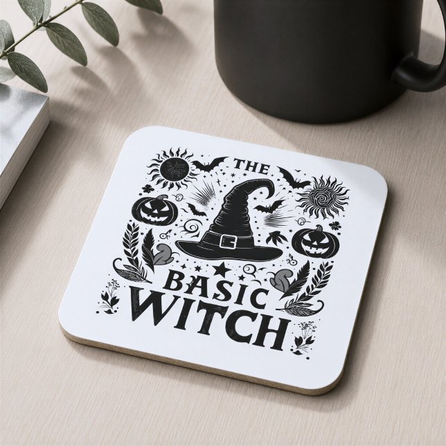 Posavasos Halloween Bruja Básica Monocroma Moderna (Subido por el creador)