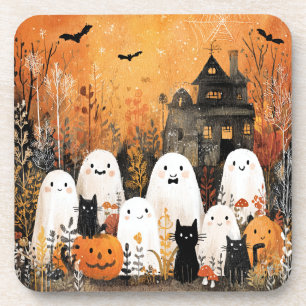 Posavasos Halloween fantasmas, gatos negros y murciélagos,