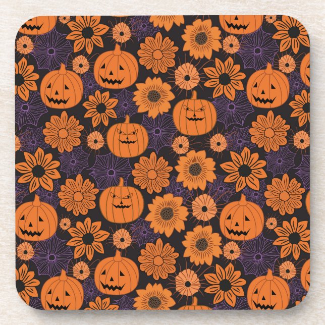 Posavasos Halloween floral (Frente)
