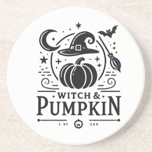 Posavasos Halloween Gorra de brujas y diseño de calabaza art