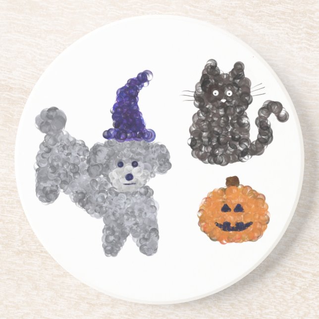 Posavasos Halloween Gray Poodle #1 Pascua (Frente)