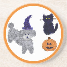 Halloween Gray Poodle #2-2 Coaster