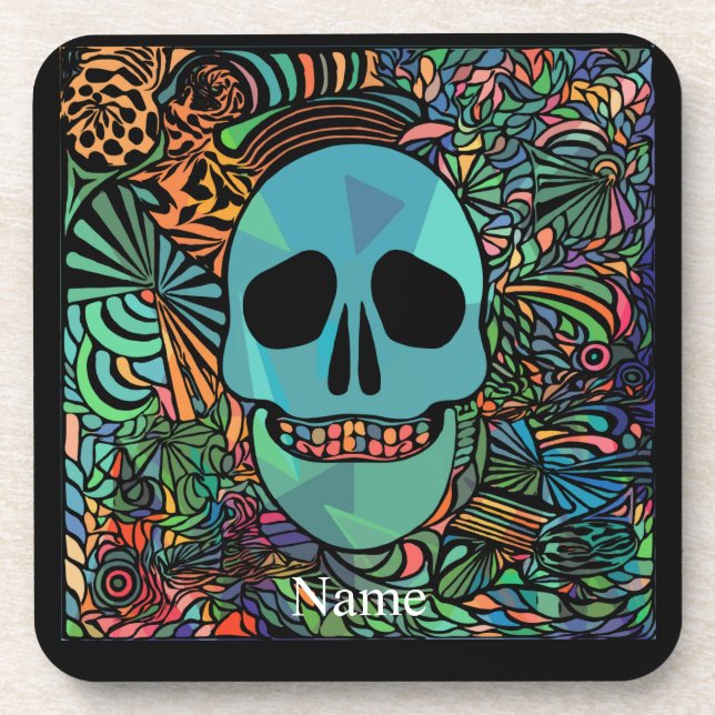 Posavasos Halloween Hippie Skull Thunder_Cove (Frente)