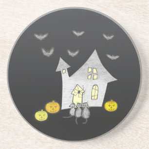 Posavasos Halloween House, gatos negros, murciélagos, calaba
