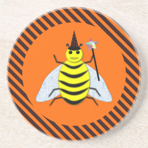 Posavasos Halloween Magic Bee Witch Naranja y Black Stripes