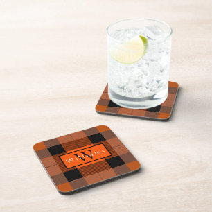 Posavasos Halloween Negro Naranja Cuadros
