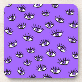 Posavasos Halloween púrpura de los ojos malvados