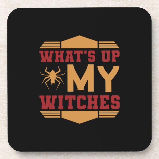 Posavasos Halloween Qué pasa con mis brujas (Frente)