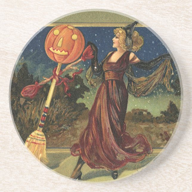 Posavasos Halloween vintage, bella mujer bailarina (Frente)