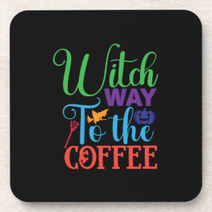 Posavasos Halloween Witch Way To the Coffee