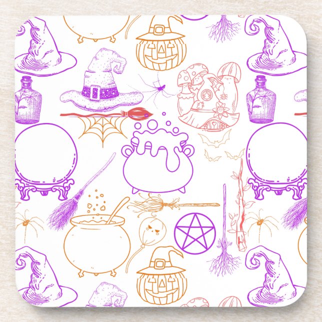 Posavasos Halloween Witchcraft Pattern Neon 01 (Frente)