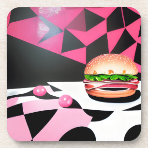 Posavasos Hamburguesa estilo retro rosado
