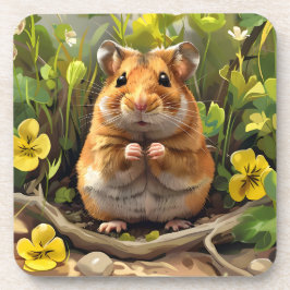 Posavasos Hamster Dorado Sirio En Un Campo De Flores