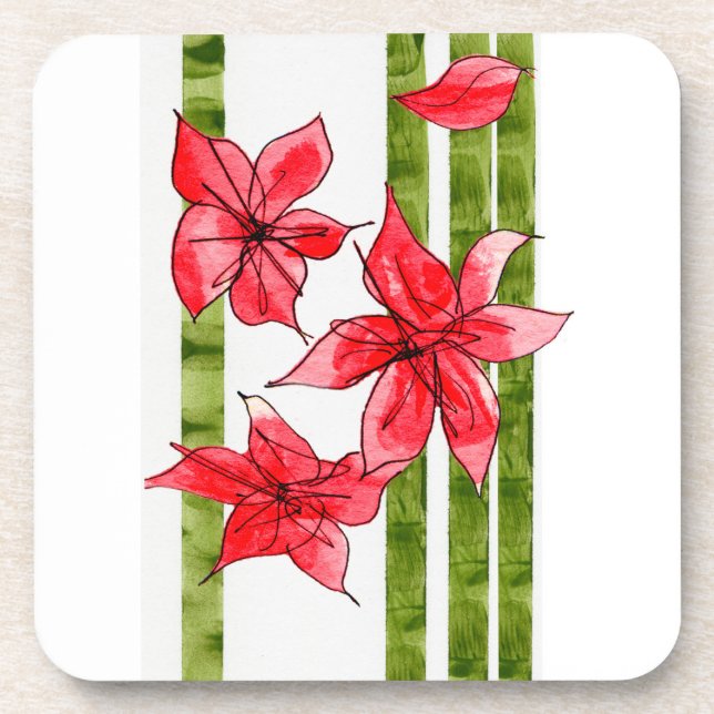 POSAVASOS HAND DRAWN POINSETTA COASTER (Frente)