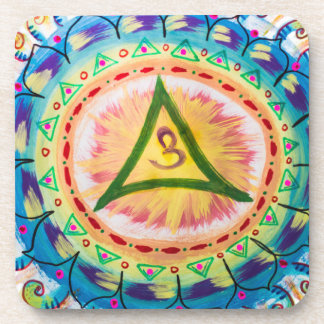 Posavasos Hand Painted Watercolor Om Mandala 