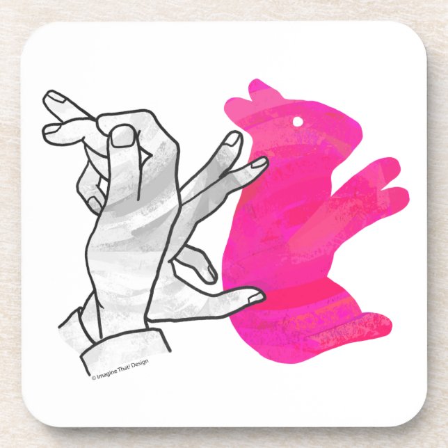 Posavasos Hand Silhouette Rabbit Pink (Frente)