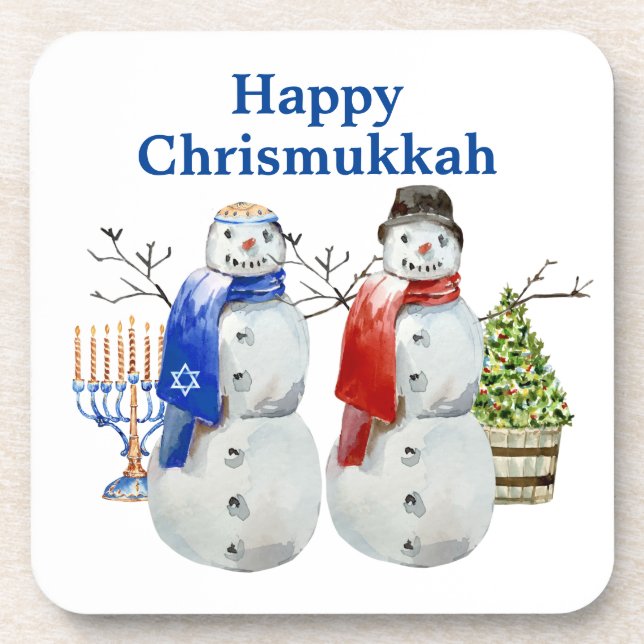 Posavasos Hanukkah Navidades de Snowman Chrismukkah (Frente)