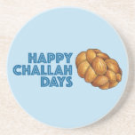 Posavasos Happy Challah Days Hanukkah Jewish Holiday Bread<br><div class="desc">Sandstone coaster features an original marker illustration of a loaf of challah bread,  with HAPPY CHALLAH DAYS in a fun font. Ideal for Hanukkah!

Don't see what you're looking for? Need help with customization? Click "contact this designer" to have something created just for you!</div>