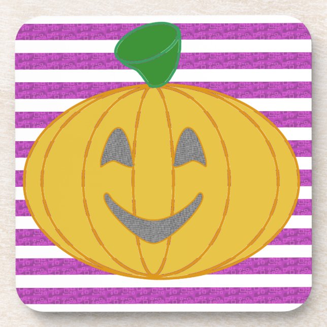 Posavasos Happy Chic Modern Orange Pumpkin Purple Geometric (Frente)
