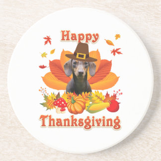 Posavasos Happy Dachshund Dog Owner Turkey Thanksgiving
