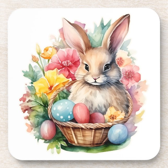 Posavasos Happy Easter Bunny Watercolor (Frente)