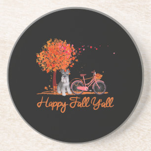 Posavasos Happy Fall Yall Gracioso Schnauzer Dog Autumn Bicy