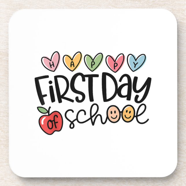 Posavasos Happy First Day Of School Teacher Girl Kid Back To (Frente)