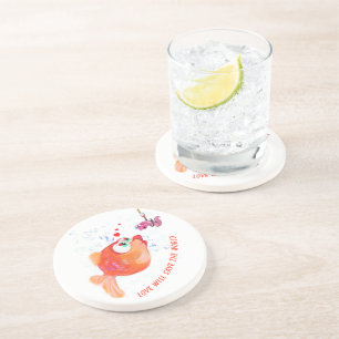 Posavasos Happy Fish and Worm Funny Coaster - Personalizado