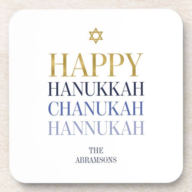 Posavasos Happy Hanukkah Chanukah Plastic Set de 6 (Frente)