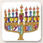 Posavasos Happy Hanukkah Dreidels Menorah<br><div class="desc">Está viendo la colección de diseño de Lee Hiller. Coleccionista,  ropa,  regalos y objetos de colección Lee Hiller Photography o colección de arte digital. Puedes ver su fotografía de la naturaleza en http://HikeOurPlanet.com/ y seguir su blog de senderismo dentro del Parque Nacional de Hot Springs.</div>