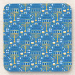 Posavasos Happy Hanukkah Jewish Star Menorah Blue Chanukah<br><div class="desc">Feliz Hanukkah,  Chanukah,  Menorah,  festival de luces,  estrella judía,  montaña rusa.</div>