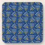 Posavasos Happy Hanukkah Jewish Star Menorah Blue Chanukah<br><div class="desc">Feliz Hanukkah,  Chanukah,  Menorah,  festival de luces,  estrella judía,  montaña rusa.</div>