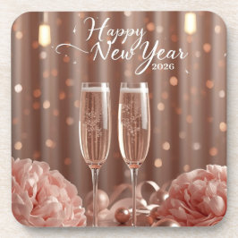 Posavasos happy new year 2026 champagne sparkle coasters