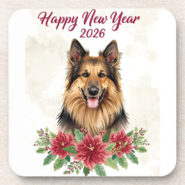 Posavasos Happy New Year 2026 Dog Theme Coasters