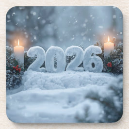 Posavasos happy new year 2026 winter pine coasters