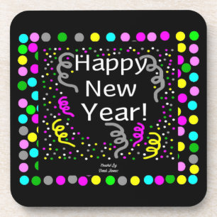 Posavasos Happy New Year Greetings Hard Plastic Coaster
