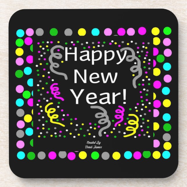 Posavasos Happy New Year Greetings Hard Plastic Coaster (Frente)