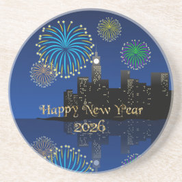 Posavasos Happy New Year’s Eve Midnight Fireworks City Light