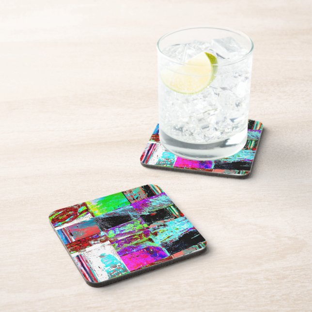 Posavasos Hard Plastic Coaster – Abstract Grid (Lado Derecho)