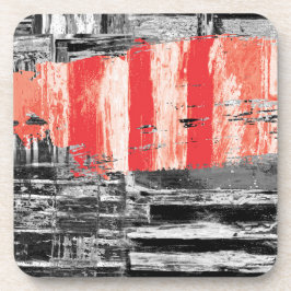 Posavasos Hard Plastic Coaster – Red Pulse Abstract Design