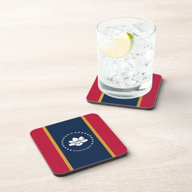 Posavasos Hard plastic coaster with flag of Mississippi, USA (Lado Derecho)