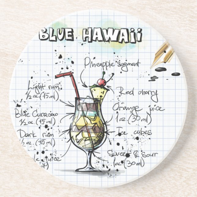Posavasos Hawai azul (Frente)