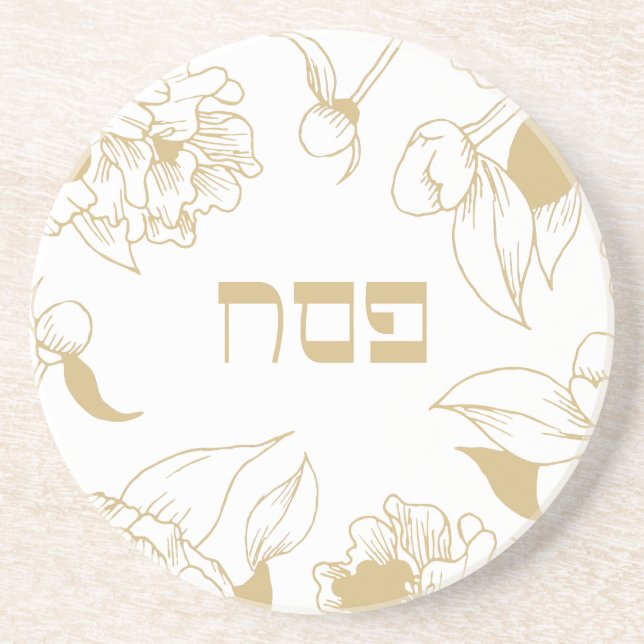 Posavasos Hebreo florido de oro de la pascua (Frente)