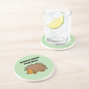 Posavasos Hedge Your Bets Hedgehog Funny Gambling Personaliz
