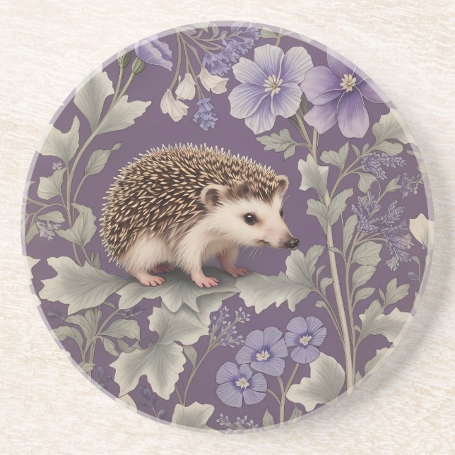 Posavasos Hedgehog Purple William Morris Inspiró Floral (Frente)