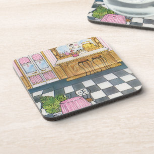 Posavasos Heladería de cuadros vintage