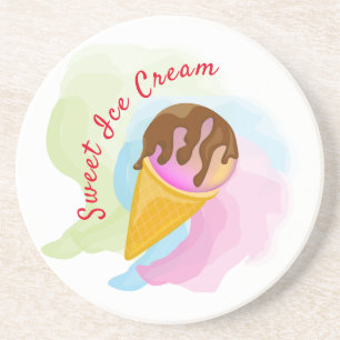 Posavasos Helado dulce y colorido en un cono